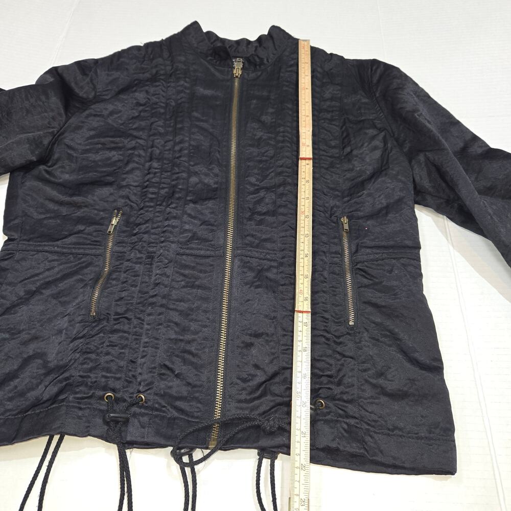 Miss Me Black Zip‎ Front Lightweight Jacket L Utility Casual Streetwear Everyday - Picture 4 of 8